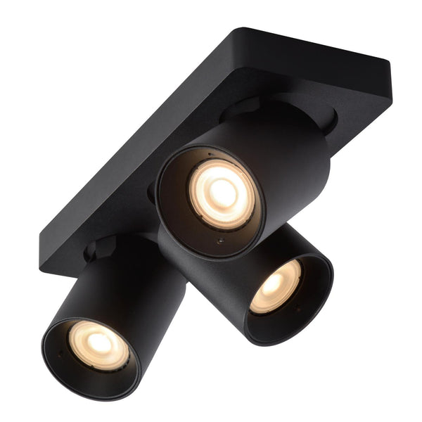 Lucide NIGEL dimbare LED-plafondspot 3 × GU10, 3 × 5 W, 2200–3000 K, zwart