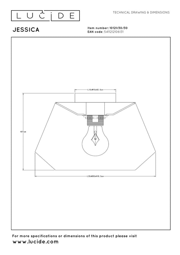 Lucide JESSICA plafondlamp Ø 30 cm, E27, zwart