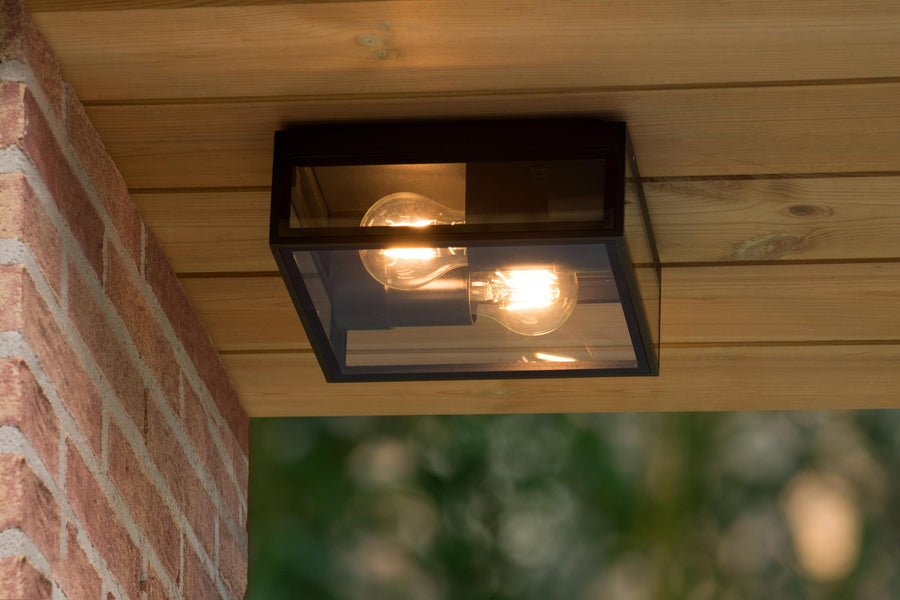 Lucide DUKAN plafondlamp voor binnen en buiten 2 × E27, IP65, zwart