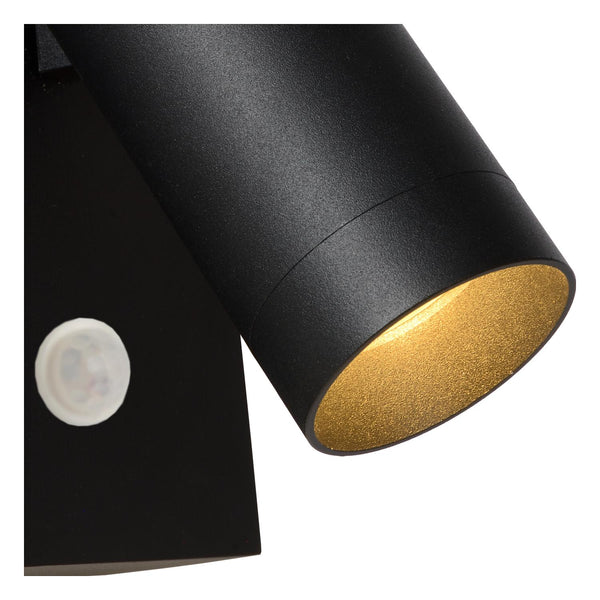 Lucide TAYLOR wandspot voor binnen en buiten met bewegingssensor GU10, IP54, zwart