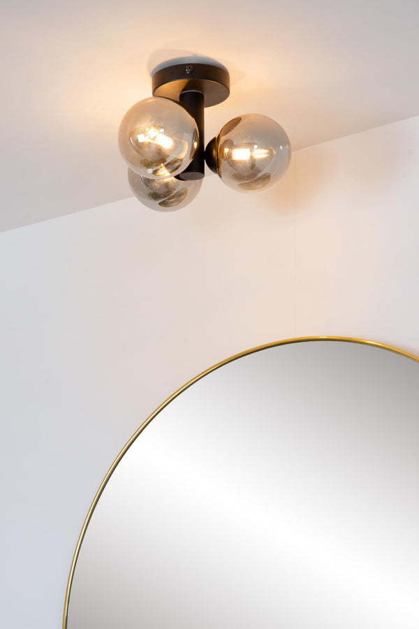 Lucide TRUDY plafondlamp voor de badkamer Ø 28 cm, 3 × G9, IP44, zwart