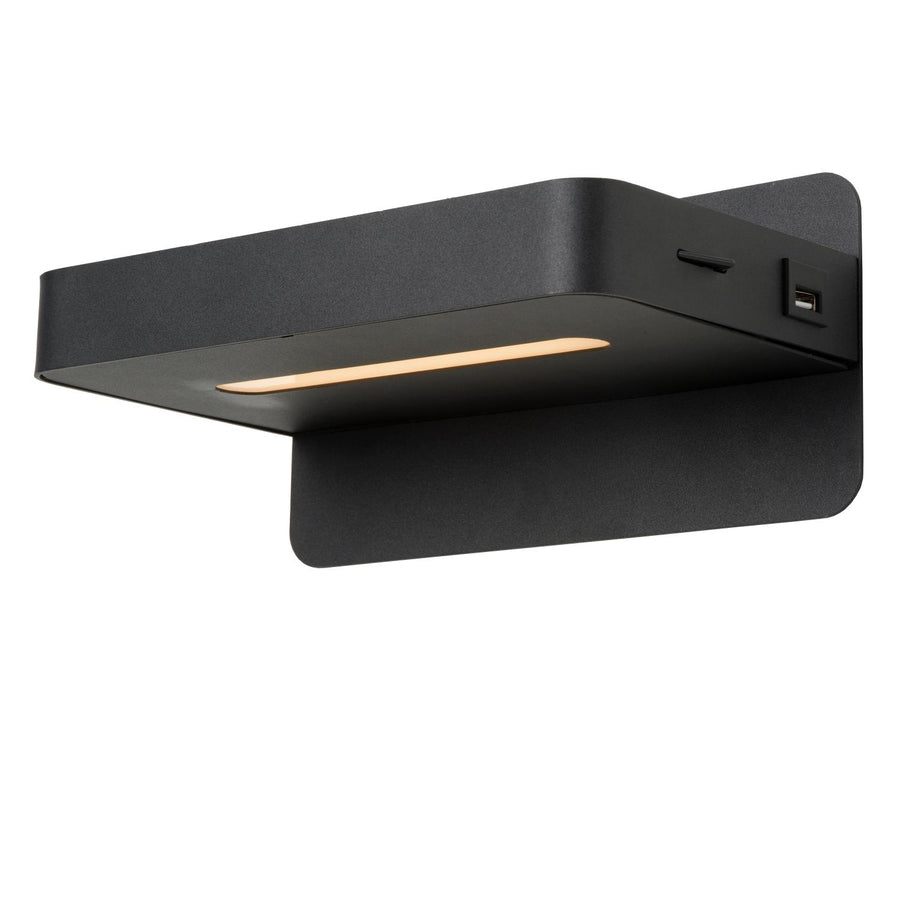 Lucide ATKIN LED-nachtlampje met USB-poort, 6 W, zwart