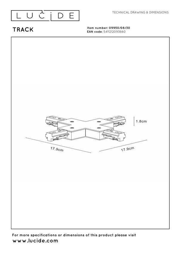 Lucide TRACK X-connector railconnector zwart