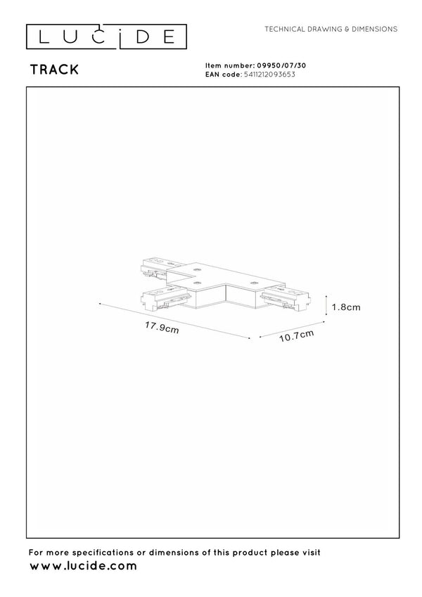 Lucide TRACK T-connector type B, zwart