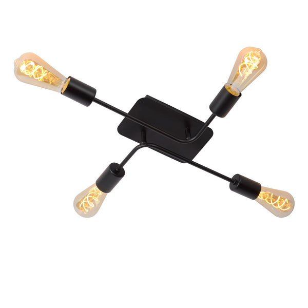 Lucide LESTER plafondlamp 4 × E27, zwart