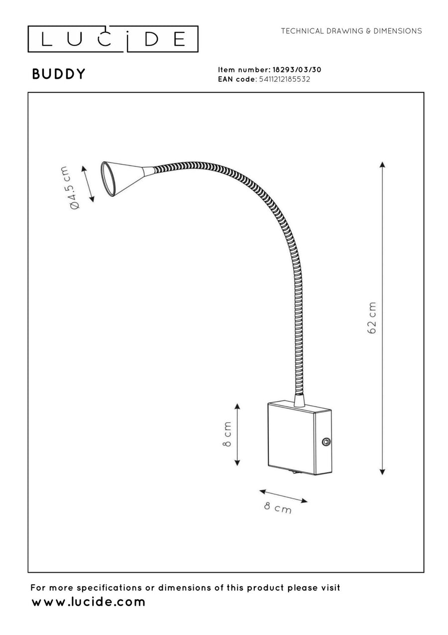 Lucide BUDDY LED-nachtlampje 4 W, zwart
