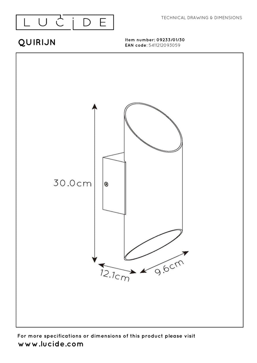 Lucide QUIRIJN wandlamp Ø 10 cm, G9, zwart