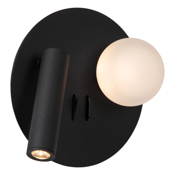 Lucide MATIZ LED-nachtlampje met USB-poort Ø 16,5 cm, zwart
