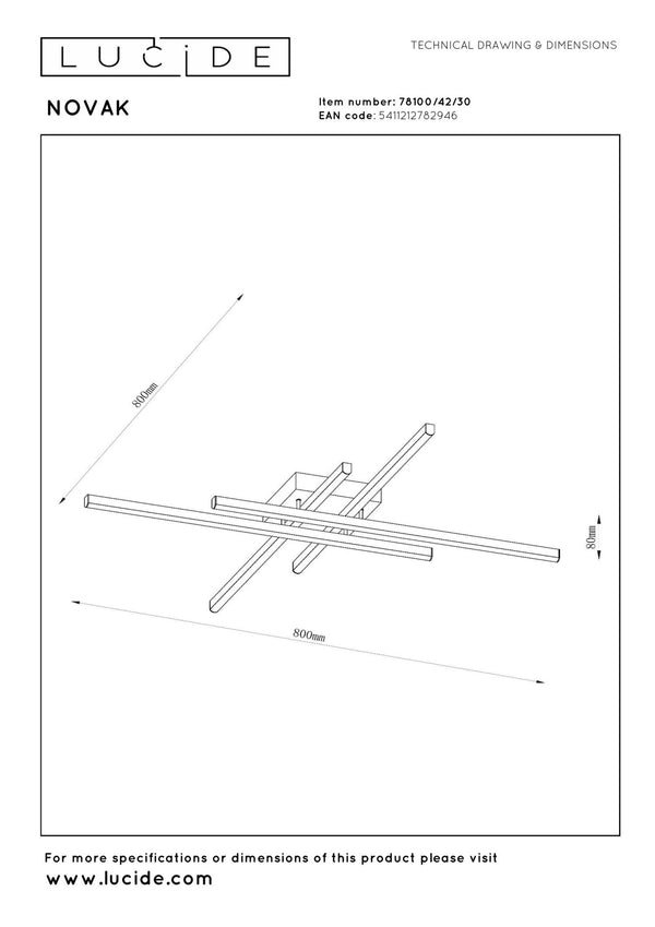 Lucide NOVAK dimbare LED-plafondlamp 42 W, 2700–4000 K, zwart