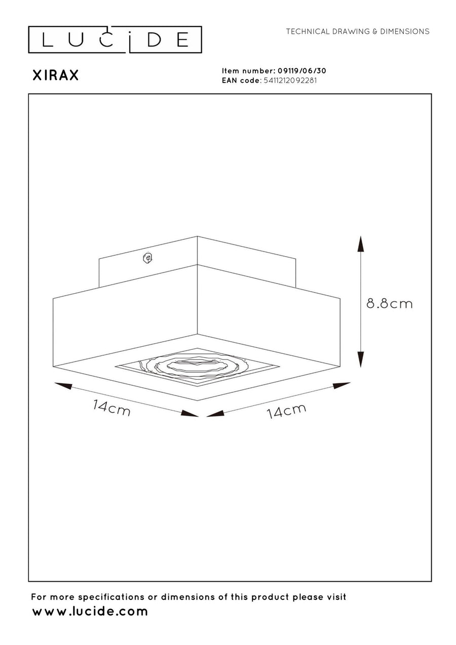 Lucide XIRAX dimbare LED-plafondspot GU10, 5 W, 2200–3000 K, zwart