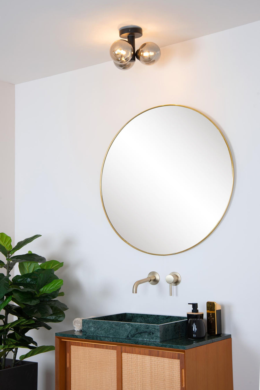 Lucide TRUDY plafondlamp voor de badkamer Ø 28 cm, 3 × G9, IP44, zwart