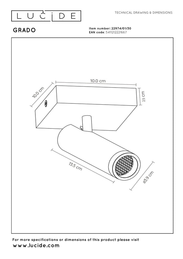 Lucide GRADO plafondspot GU10, zwart