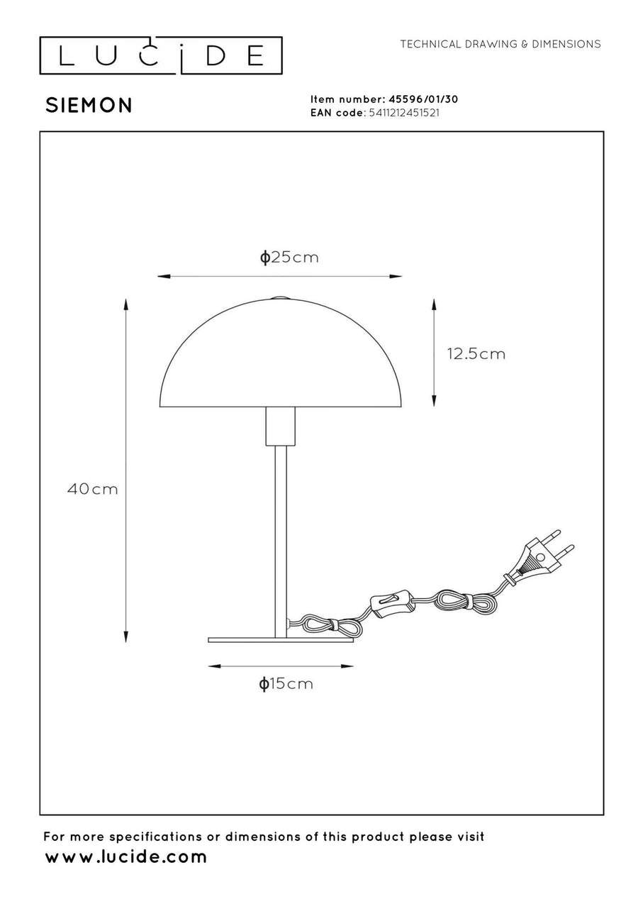 Lucide SIEMON tafellamp Ø 25 cm, E14, zwart