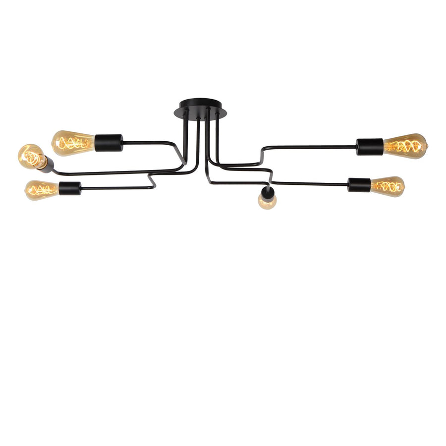 Lucide LESTER plafondlamp 6 × E27, zwart