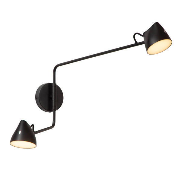 Lucide MILNE dimbare LED-wandlamp 2 × 8 W, zwart