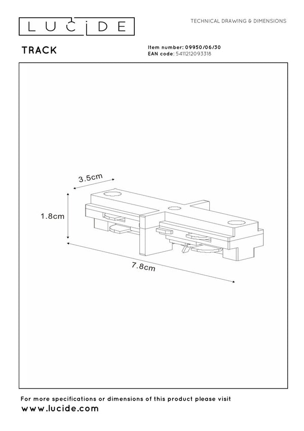 Lucide TRACK railconnector zwart