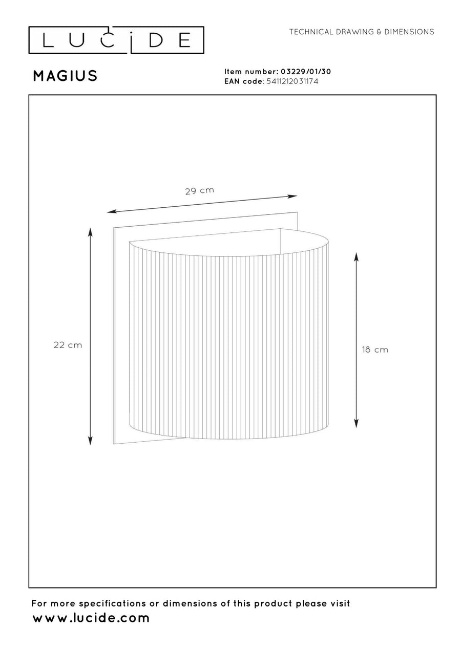 Lucide MAGIUS wandlamp E27, naturel