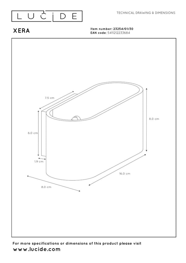 Lucide XERA wandlamp G9, zwart