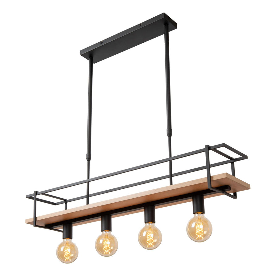 Lucide MILONGA hanglamp 4 × E27, zwart