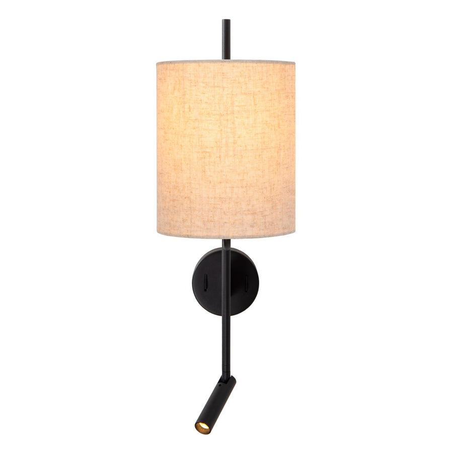 Lucide MAGIC wandlamp E27, met USB-poort, zwart
