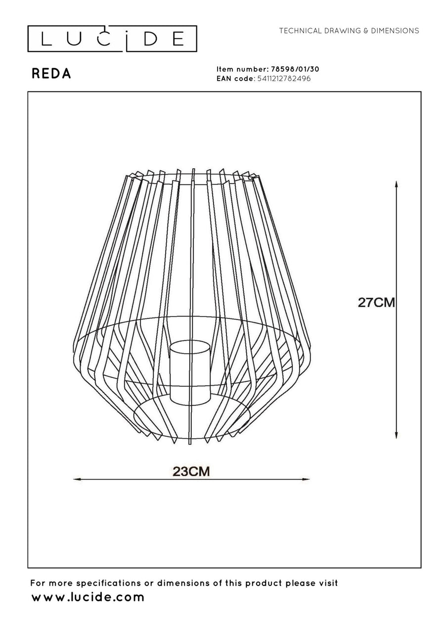 Lucide REDA tafellamp E27, zwart