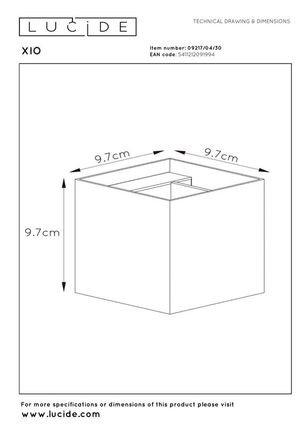 Lucide XIO dimbare LED-wandlamp 4 W, zwart