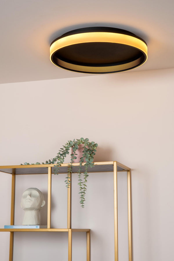 Lucide ESTREJA dimbare LED-plafondlamp met 3 dimstanden, Ø 40 cm, 2500–3000 K, zwart