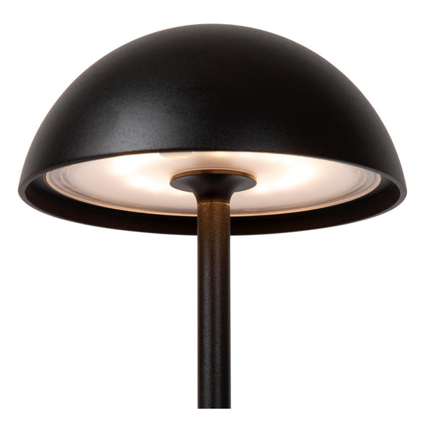Lucide JOY oplaadbare LED-tafellamp voor binnen en buiten met dimfunctie, Ø 12 cm, 1,5 W, IP54, zwart