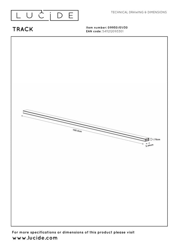 Lucide TRACK Rail opbouwrail 1 m, zwart