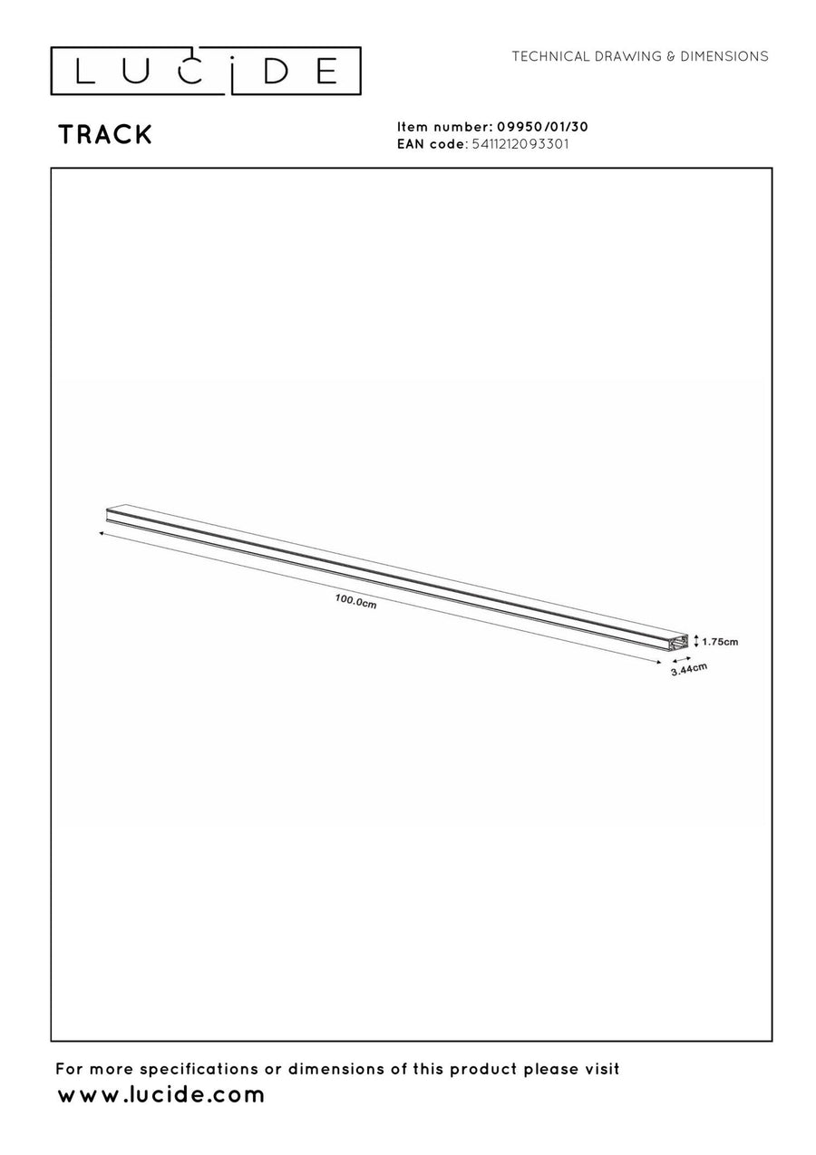 Lucide TRACK Rail opbouwrail 1 m, zwart