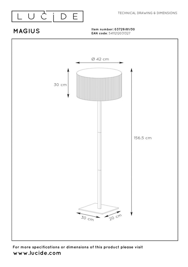 Lucide MAGIUS vloerlamp Ø 42 cm, E27, naturel
