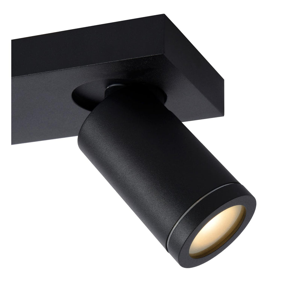 Lucide TAYLOR dimbare LED-plafondspot voor de badkamer 2 × GU10, 2 × 5 W, IP44, 2200–3000 K, zwart