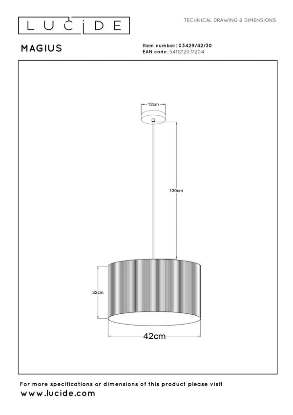 Lucide MAGIUS hanglamp Ø 42 cm, E27, naturel
