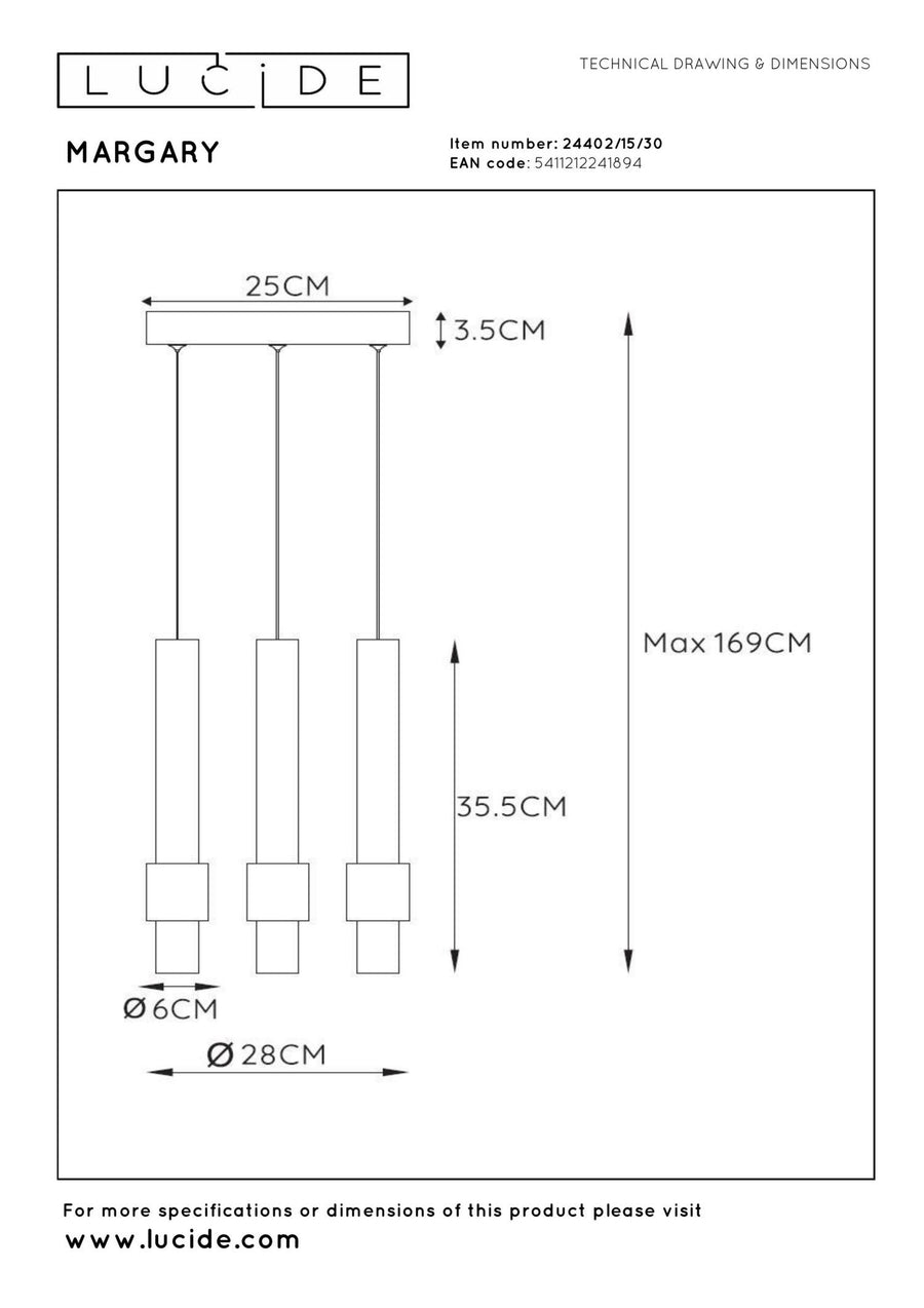 Lucide MARGARY dimbare LED-hanglamp Ø 28 cm, 3 × 4 W, zwart