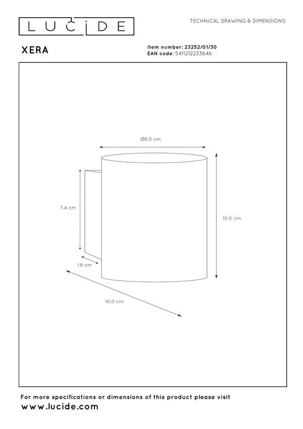 Lucide XERA wandlamp Ø 8 cm, G9, zwart