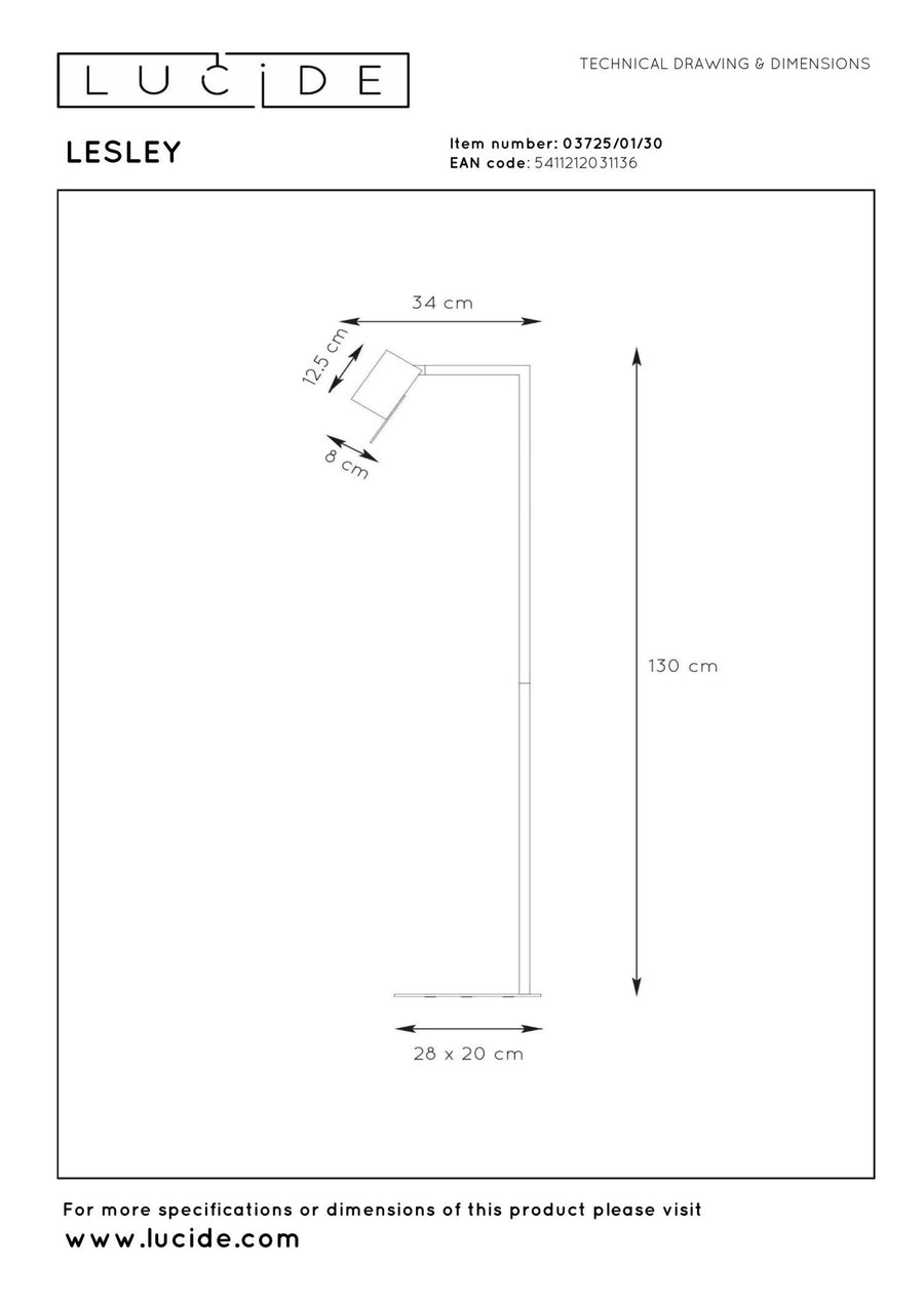 Lucide LESLEY leesvloerlamp GU10, zwart