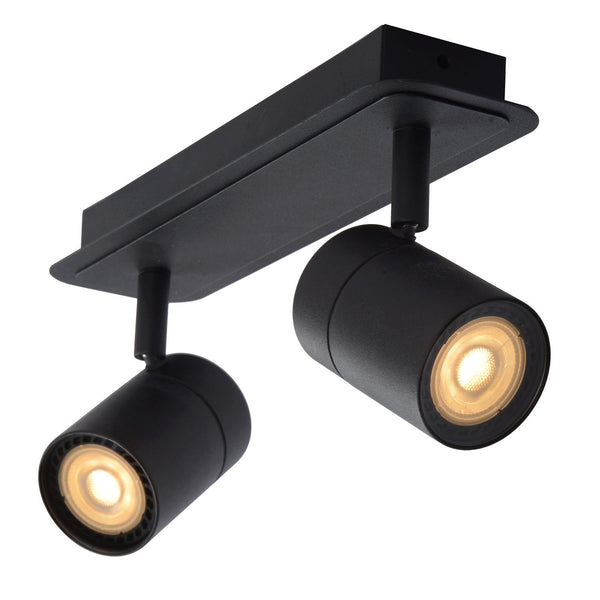 Lucide LENNERT dimbare LED-plafondspot voor de badkamer 2 × GU10, 2 × 5 W, IP44, zwart