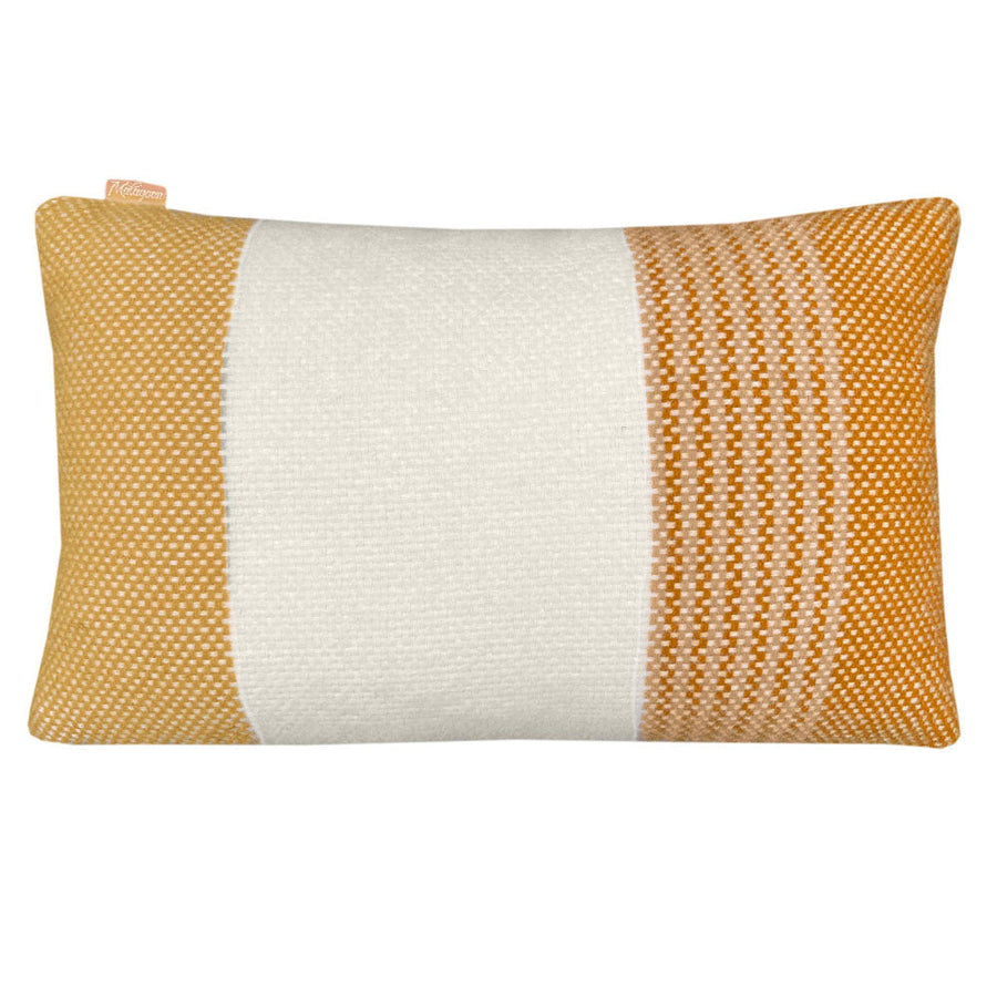 Malagoon sierkussen festivity - geel, oker, gebroken wit - 35x60cm 100% wol
