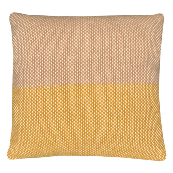 Malagoon sierkussen festivity - geel, oker, gebroken wit - 45x45cm 100% wol