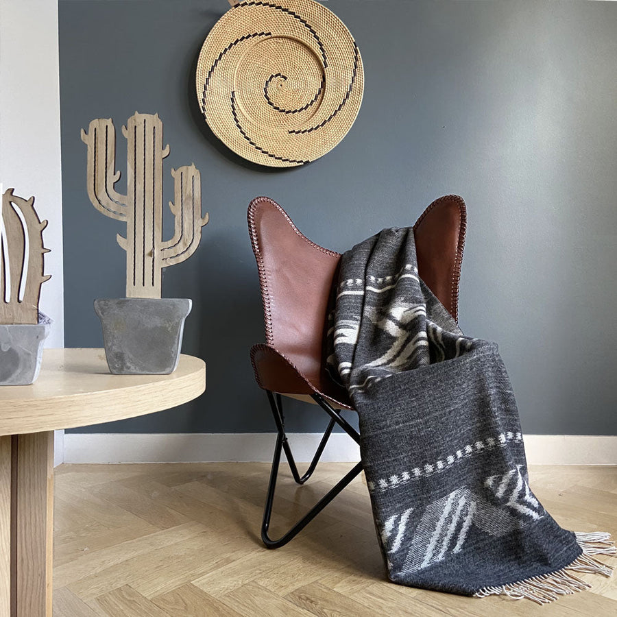Malagoon plaid mochica - antraciet - 140x200cm merinowol