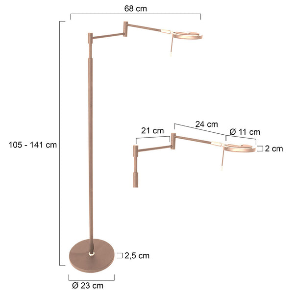 Bronskleurige vloerlamp Turound 3082BR lichtkleur instelbaar en dimbaar