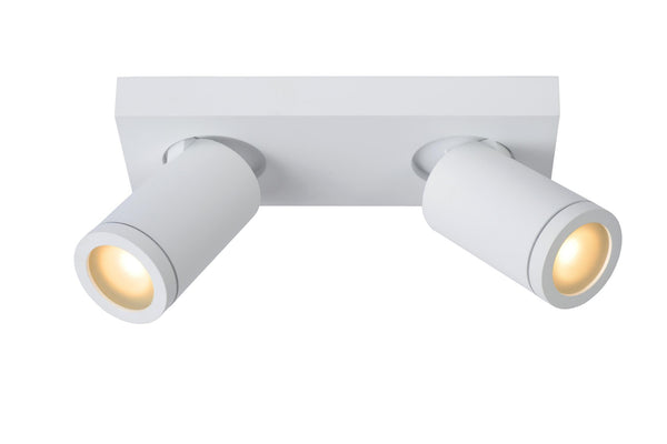 Lucide TAYLOR dimbare LED-plafondspot voor de badkamer 2 × GU10, 2 × 5 W, IP44, 2200–3000 K, wit