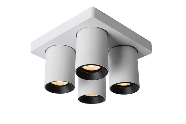 Lucide NIGEL dimbare LED-plafondspot 4 × GU10, 4 × 5 W, 2200–3000 K, wit