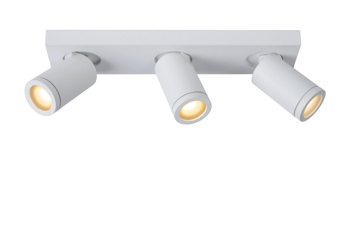 Lucide TAYLOR dimbare LED-plafondspot voor de badkamer 3 × GU10, 3 × 5 W, IP44, 2200–3000 K, wit