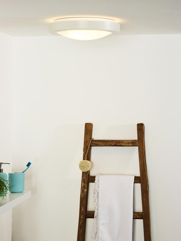 Lucide FRESH plafondlamp voor de badkamer Ø 35 cm, 2 × E27, IP44, wit