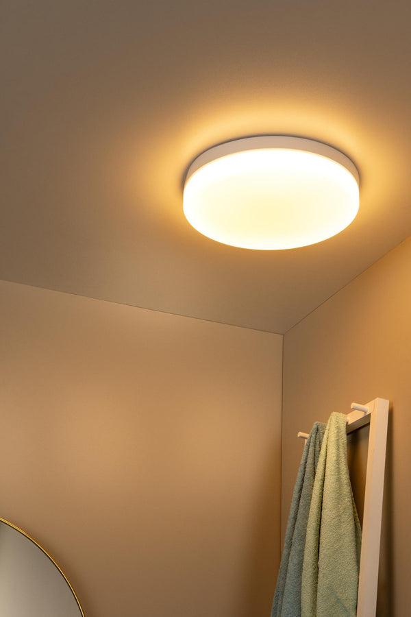 Lucide BISKIT LED-plafondlamp voor de badkamer met bewegingssensor Ø 40 cm, 36 W, IP44, wit