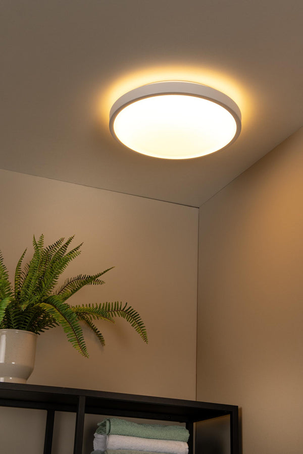 Lucide DASHER LED-plafondlamp voor de badkamer met bewegingssensor Ø 41 cm, 24 W, IP44, wit