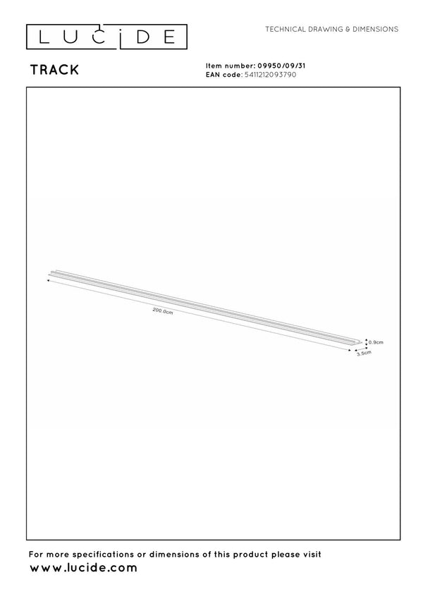 Lucide TRACK afdekprofiel voor railsysteem 2 m, wit