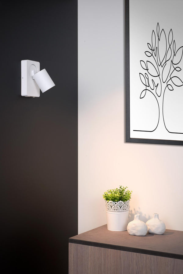 Lucide NIGEL LED-nachtlampje met USB-poort, GU10, 5 W, 2200–3000 K, wit