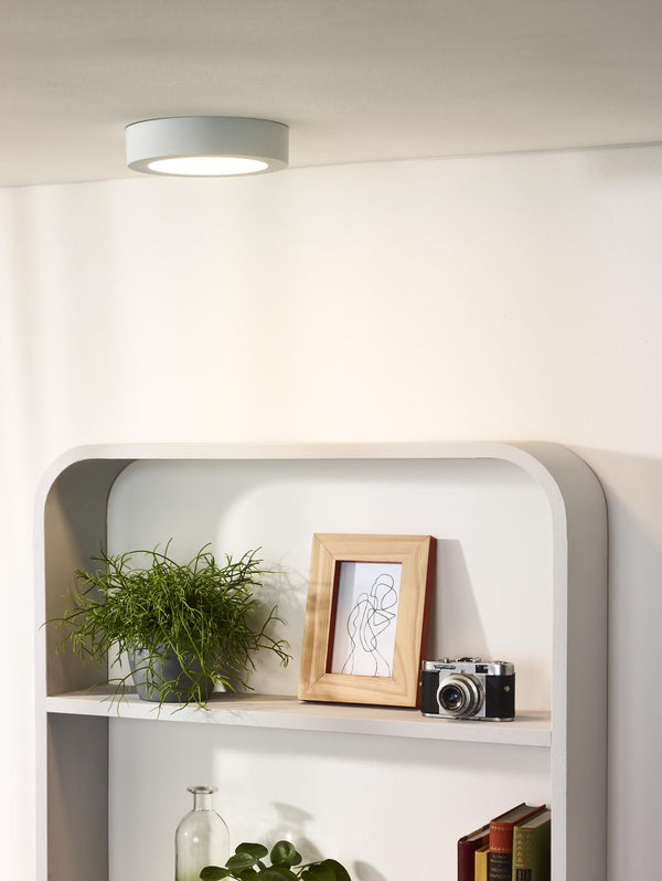Lucide BRICE-LED dimbare LED-plafondlamp voor de badkamer Ø 18 cm, 12 W, IP44, wit